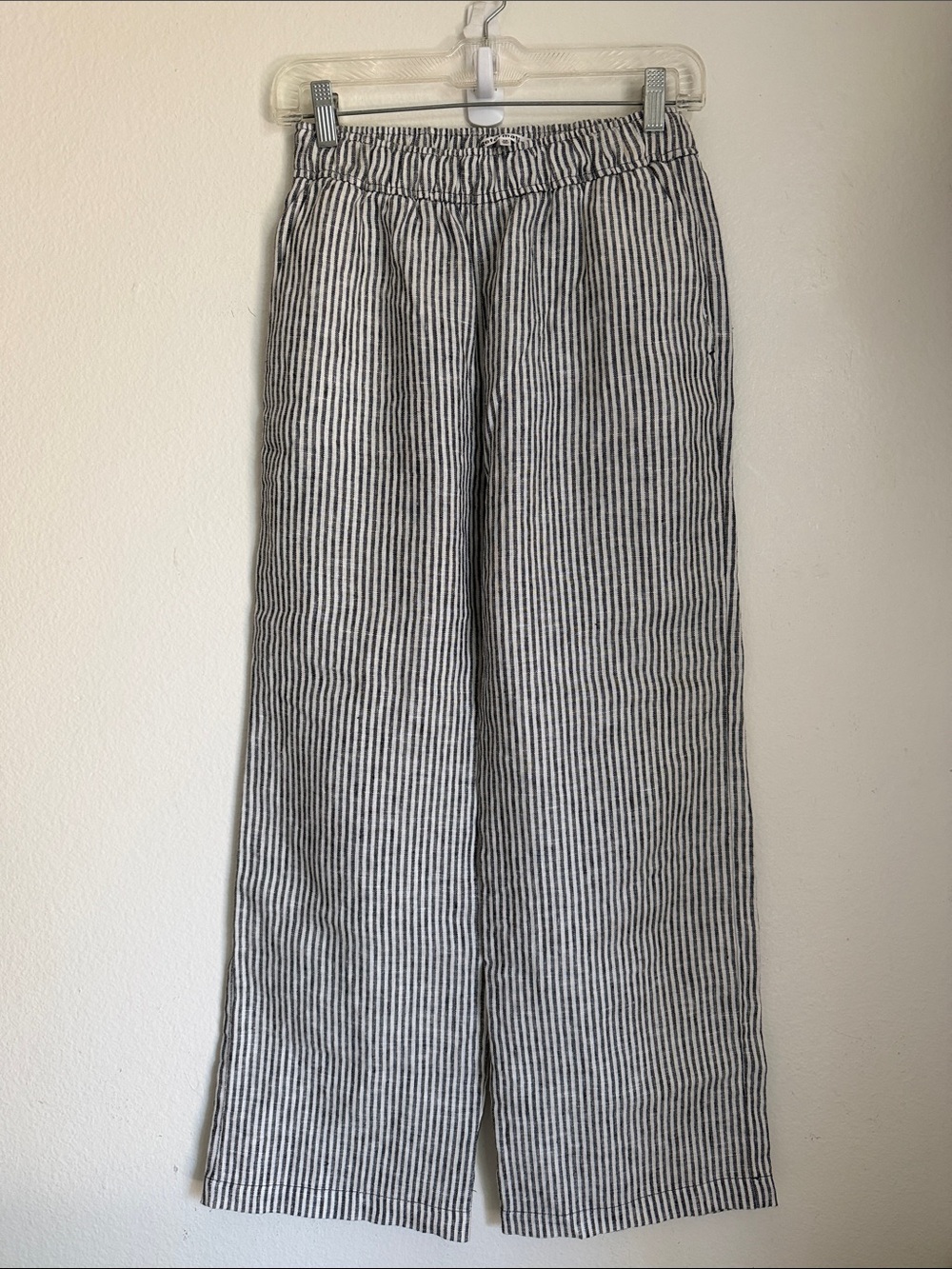 Reformation Ava Blue and White | Vertical Stripe 100% linen Pants - Picture 3 of 7